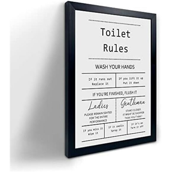Funny Bathroom Wall Art Sign Guest Bathroom Decor Black Framed 8x10 Inches - Picture 1 of 7